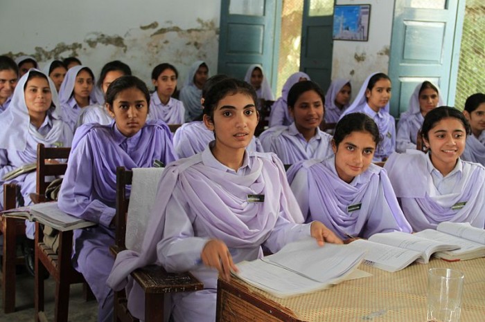 The UK government is committed to getting two million more girls into school in Pakistan by 2015. UK aid has already helped more than 590,000 girls in Khyber Pakhtunkhwa stay in school over the last few years by giving them small cash stipends. Each girl receives 200 rupees (about £1.50) a month, and a set of free textbooks each year to help them get an education. With an average family size of up to seven or eight and a third of the population living on less than $1 a day, these small stipends and free text books can make the difference between daughters being sent to school or having to drop out. This photo is attributed to Vicki Francis of the UK Department for International Development and has been licensed under the Creative Commons Attribution-Share Alike 2.0 Generic License. 